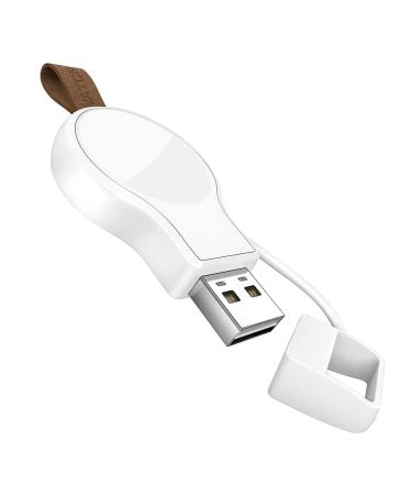 NEWDERY Charger for Apple Watch Portable iWatch USB Wireless Charger, Travel Cordless Charger with Light Weight Magnetic Quick Charge for Apple Watch Ultra Series 8 7 SE 6 5 4 3 2 1, White