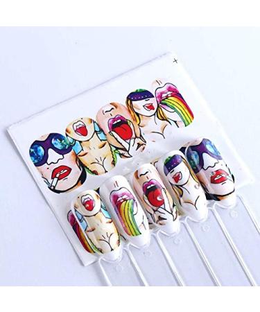 Nail Angel Water Decals - 9 Sheets Beauty Transfer Stickers for Nail Art - Unique Lip Patterns for Manicure & Pedicure - 10190 - Buy Online on SooperMarket.com