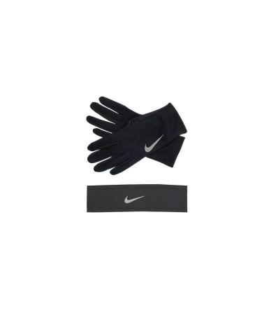 Nike Dry Women's Athletic Headband & Gloves Set (Black/Anthracite, Medium/Large)