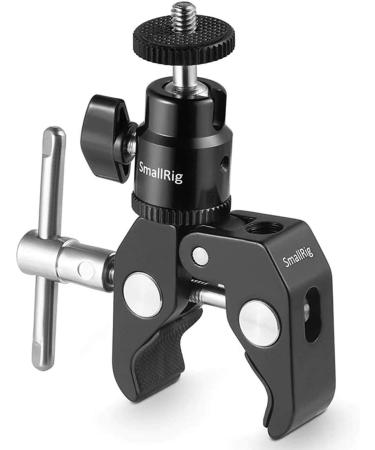 SmallRig Super Clamp Mount with Mini Ball Head Mount, Hot Shoe Adapter with 1/4 Screw for LCD Field Monitor, LED Lights, Flash, Microphone, for Gopro, for DJI Action 2, for Insta360 - 1124