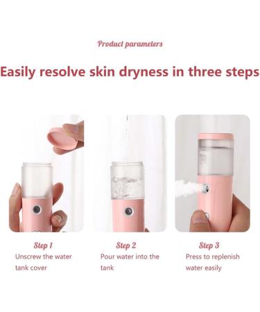 Dajidafu Face Mist Sprayer 30ml Rechargeable Moisturizing Facial Humidifier Portable Atomizer Salon Water Steamer Refillable Mister Pink - Buy Online on SooperMarket.com