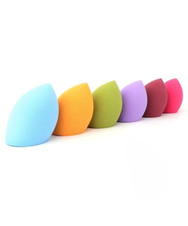 Makeup Sponge Set -6 Pcs Makeup Sponges Blender Blending Sponge Flawless for Liquid Cream and Powder Multi-colored Makeup Sponges and 1Extra Makeup Sponge Drying Rack Beveled Sides Sponge Bundle*6