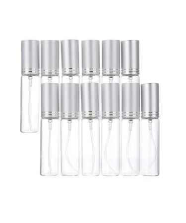Furnido 10 pieces 10 ml of glass-perfume spray bottle portable empty mini-fluid cosmetics container can be refilled clear glass spray bottles made of aluminum atomizer with aluminum pump for trips