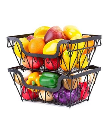 Fruit Basket Bowl 2 Tier Metal Fruit Basket Display Stand Vegetables Fruits Bread Counter Storage Organizer Kitchen Bathroom Decoration Fruit Bowls