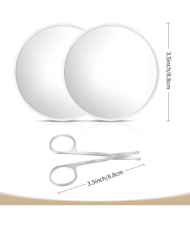3.5 Inch Round 10X & 20X Magnifying Mirror for Makeup, Eyebrow Tweezing, Blackhead Removal - Includes 2 Suction Cups and Scissors (White) - Buy Online on SooperMarket.com