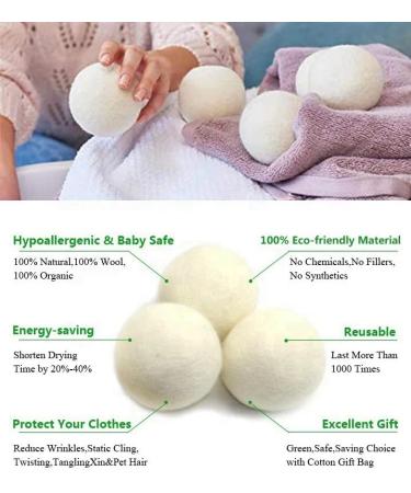 Extra Large Wool Dryer Balls - Set of 6 | Natural Fabric Softener Chemical Free Scented & Reusable - Buy Online on SooperMarket.com