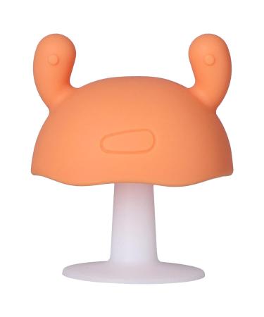 Baby Teething Toy - Food Grade Silicone Teether Mushroom Shaped for Infants Over 4 Months - Pink (Orange) - Buy Online on SooperMarket.com