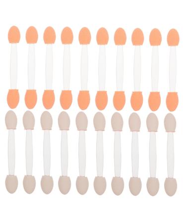 WOONEKY 50pcs Two-color Eyeshadow Brush Eye Shadow Brush Comestic Tools Plastic Handle White