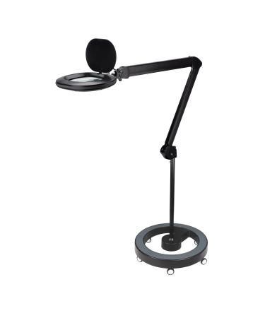 Lumeno 8615SW magnifying lamp workplace lamp with large oval lens 110x150 mm 60 LEDs in 2 steps perfect as reading aid for cosmetics for soldering 5 diopters black with rollerstod black 5 with rollerstod
