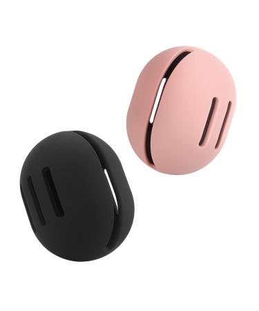 FERYES 2 PCS Makeup Sponge Holder - Silicone Beauty Blender Case Makeup Sponge Holder for Travel 2 Pcs Black+Pink
