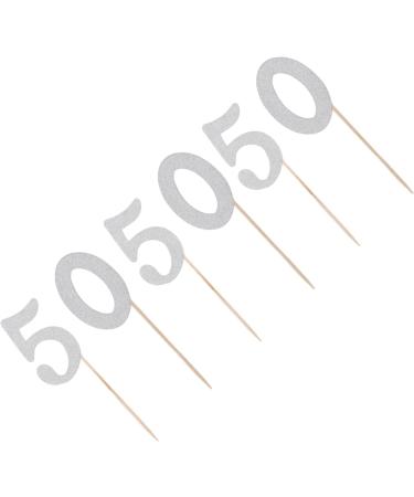 50th Cupcake Toppers Silver Glitter 50 Cupcake Decorations for Birthday Wedding Anniversary Party - Buy Online on SooperMarket.com