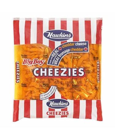Hawkins Made with Real Cheddar Cheese Cheezies Big Boy Triple Pack 420g 14.8oz  Made in Canada