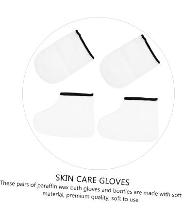2 Pairs Leather Horn Boots Cloth Gloves Booties Beauty Foot Care Socks soap Paraffin Bath Mitts and Booties Men Home face Polyester Lining White Man Socks - Buy Online on SooperMarket.com