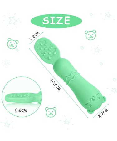 Vicloon Baby Fork and Spoon Set - 2Pcs Silicone Weaning Utensils for Self Feeding, Easy Grip Toddler Cutlery Kit - Soft Infant Spoon in Green - Buy Online on SooperMarket.com