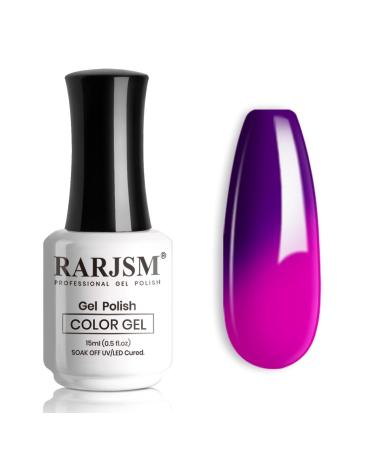 RARJSM Color Changing Gel Nail Polish 15ML Dark Purple to Bright Purple Mood Temperature Change Gel Polish Soak off UV Thermal Gel Nail Polish for Nail Art Manicure DIY Salon at Home RAR699
