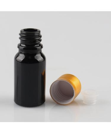 Tianzd 4-Pack 10ml Black Glass Bottles with Gold Caps - Perfect for Oils Fragrances Perfumes & Aromatherapy - Ideal for Travel & Storage - Buy Online on SooperMarket.com