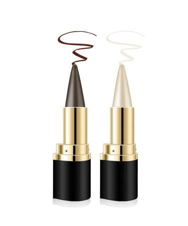 Aaiffey 2 Colors Gel Eyeliner Set Quick-Dry Cream Eyeliner Waterproof and Smudge Proof Eye-liner Pencil Long-Lasting Matte Black Eyeliner Stick for Women Girls (01 Silver+03 Brown) 01Silver+03Brown