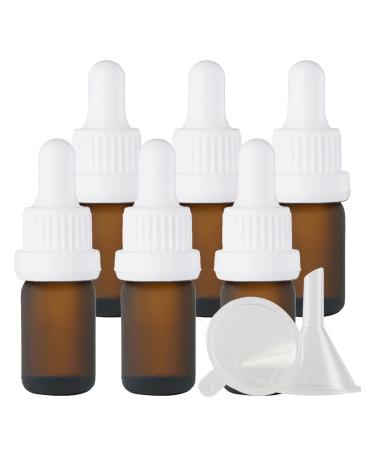 Zeoabsy 6 pieces 5 ml frosted brown las pipette bottle with white originality lock pipette ring empty clear glass bottle glass pipette drip bottle for essential oils aromatherapy 5ml brown