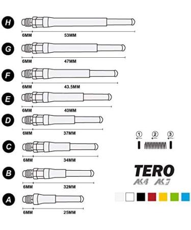 Cuesoul TERO AK7 Black Scorpion Dart Stems Set of 4 - Telescopic Shafts with Built-in Spring - Clear H/B/D/F Sizes - Buy Online on SooperMarket.com