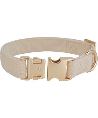 YUDOTE Ultra-Soft Natural Cotton Dog Collar for Medium Dogs with Sensitive Skin - Cream White - Buy Online on SooperMarket.com