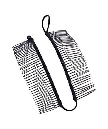 Black Large Banana Hair Clips Set - 40 Combs for Natural Curly Thick Hair, Stretch & Adjust, Comfy, Damage-Free, All-Day Hold - Ponytail Style - Buy Online on SooperMarket.com