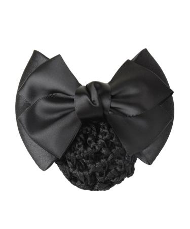 kawehiop Good Gifts Bowknot Hair Clip Hairnets For Snazzy Look Professional Hair Plate Mesh Pocket Cloth Bow Work Hair Clips Two Bows-black