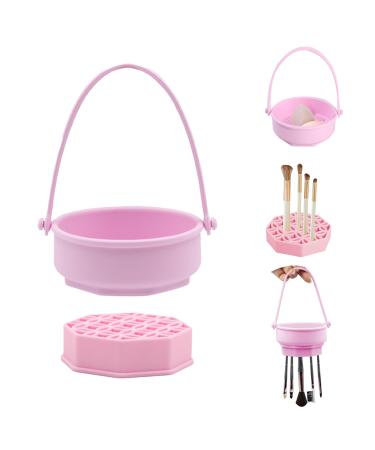 KASESSS 3 in 1 Makeup Brush Cleaner Silicone Makeup Brushes Cleaner Make Up Brush Cleaner Set Brush Cleaner with Handle Foldable Hanging Drying Cleaning Bowl to Dry Makeup Sponge Powder Puff Brush