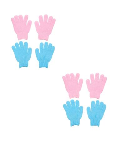 Housoutil 4 Pairs Bath Scrub Gloves Bath Cleaning Gloves Dead Skin Removal Gloves Bathing Scrubber Gloves Shower Gloves Body Scrubbers Body Wash Gloves Bath Mitt Bath Towel Massage Polyester