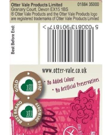 Otter Vale Redcurrant Jelly 250g - Hand-Made in Devon, Gluten-Free and Fresh Fruity Flavour - Buy Online on SooperMarket.com