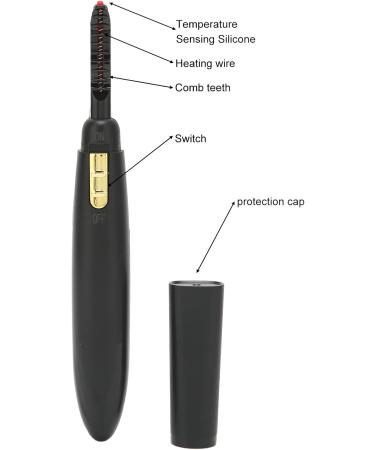 Professional Quick Heating Long Lasting Eyelash Curling Tool with Comb Heated Eyelash Curler for Women Battery Powered Electric Eye Lashes Curler for Make Up(Black) - Buy Online on SooperMarket.com