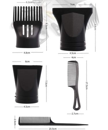 Black Portable 5PCS Hair Dryer Nozzle Replacement Set - Hairdressing Styling Tool for Home & Salon - Buy Online on SooperMarket.com