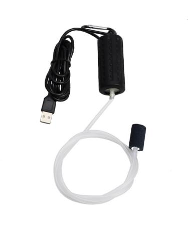 Air pump Aquarium USB Mini Oxygen Pump quiet oxygen pump energy saving oxygen bubbler with air stone and single outlet silicone hose 1W black
