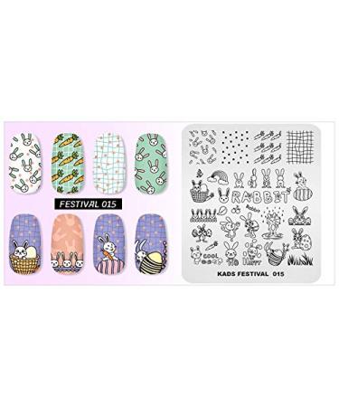Nail Stamping Plate - Easter Theme Rabbit & Egg Design Templates for DIY Nail Art - FE015 - Buy Online on SooperMarket.com