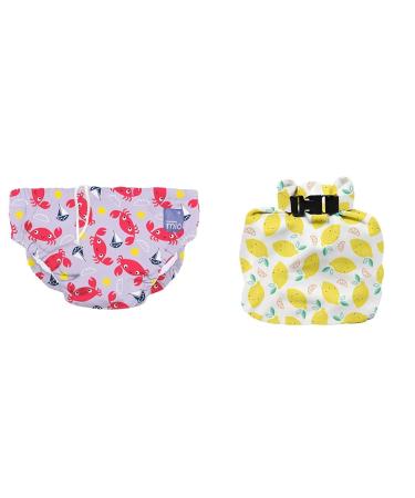 Bambino Mio revolutionary reusable swimming diaper for babies and toddlers boys and girls Krabbe M (6-12 months) & wetbag for Krabbe M (6-12 months) bundle with wetbag