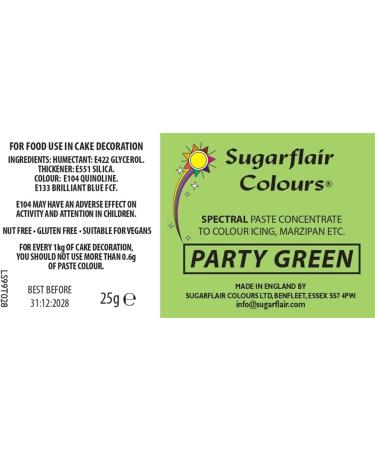 Sugarflair Party Green Spectral Food Colouring Paste - 25g | Highly Concentrated for Sugar Pastes, Buttercream, Royal Icing | Vibrant Dye - Buy Online on SooperMarket.com