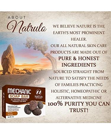 Men's Natural Mechanic Soap 4oz - Exfoliating Soap Bar for Hands & Body - Citrus, Sandalwood, Vanilla & Coffee - Handcrafted Tough-on-Grease Soap - Buy Online on SooperMarket.com