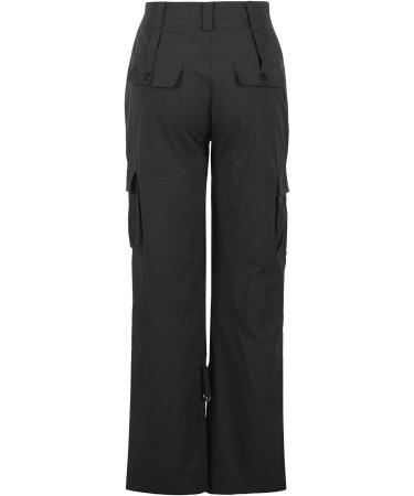 Feancey Women's Black Cargo Pants - Low Waist Wide Leg Trousers for Casual Streetwear - Buy Online on SooperMarket.com