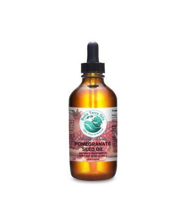 Bella Terra Oils Pomegranate Seed Oil 4 oz 100% Pure Cold-pressed Unrefined Organic Natural Moisturizer for Skin Hair. Rich in Antioxidants 4 Fl Oz (Pack of 1)