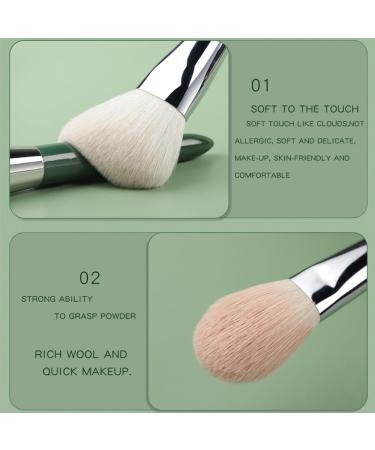 Natural Goat Hair Makeup Brushes Set - 9 Piece Ultra Soft Face & Eye Brushes for Foundation Concealer Blush Contour & Eyeshadow - Perfect Travel Kabuki Set (Green - Buy Online on SooperMarket.com