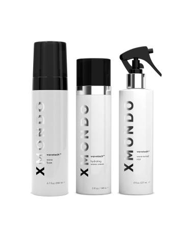 XMONDO Hair Wave Bundle | Vegan Formulas with Waveflex Technology Deep Hydration & Frizz Control Foam (6.7 Fl Oz) Hydrating Cream (5 Fl Oz) Revival Mist (8 Fl Oz) 3pc Set
