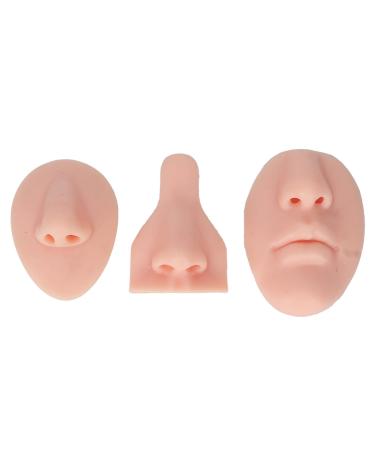 Silicone Nose Mouth Model Set Simulation 3D Soft Practice Nose Model for Nose Suture Teaching Exercise Reusable Nose Display Mould for Earrings Studs Teaching Nose Model for(Light Skin Color)