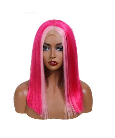 SHIYID Hot Pink Wig Lace Front Synthetic Wigs With Natural Hairline Heat Resistant Short Wigs For Black Women's Drag Queen