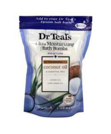 Dr Teal's Dr Teal's Ultra Moisturizing Bath Bombs Five (5) Moisture Rejuvinating Bath Bombs with Coconut oil Essential Oils Jojoba Oil Sunfower Oil (Unisex) 50ml
