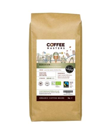 Coffee Masters Peruvian Organic Fairtrade Coffee Beans - Great Taste Award Winner 2018 (1 Pack x 1 Kg) Coffee 1 kg (Pack of 1)