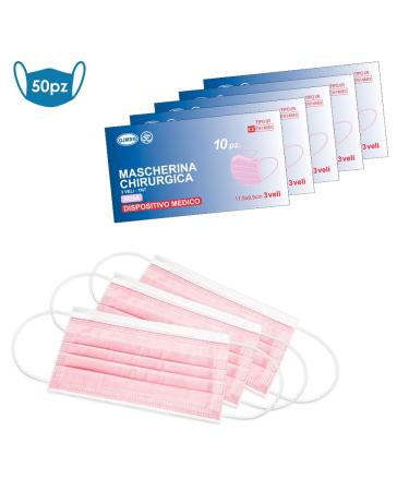 Buy EN14683 Certified 3-Layer Rose Disposable Surgical Masks - 50 Pack | Medical IIR Standard Oral Protection with BFE 98% - Buy Online on SooperMarket.com