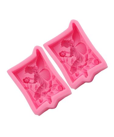 2pcs Candle D Ice Fairy Molds Pink Baking Flower Cream Mousse Gadget Chocolate Home DIY Creative Silicone Decorating Fondant Tool for Pudding Cake