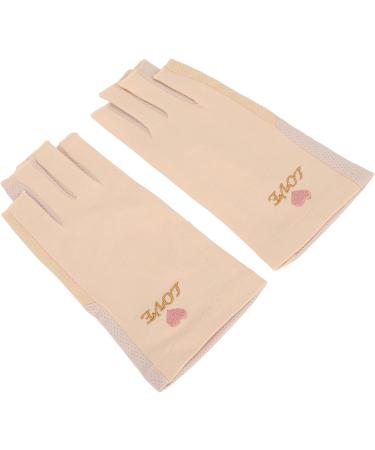 Manicure Gloves UV Protection Stretchy Breathable Fingerless Fiber Cotton Nail Lamp Gloves for Home Salon Grey (Light Yellow) - Buy Online on SooperMarket.com