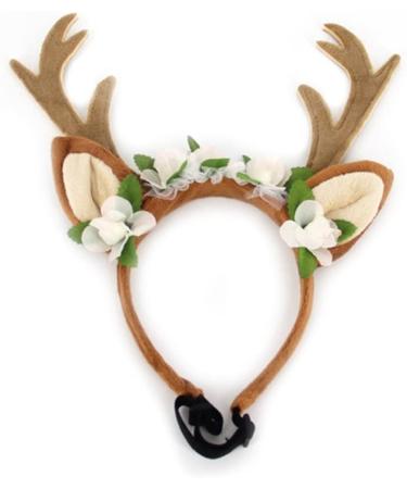 FLAdorepet Dog Elk Antler Reindeer Hat Cap Dog Cat Pet Christmas Costume Outfits Small Big Dog Hat Headwear Hair Grooming Accessories Brown S(for cat and small dog) - Buy Online on SooperMarket.com