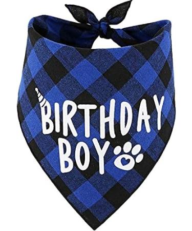 Dog Birthday Boy Bandana Dog Bandana Christmas Birthday Gift Washable Triangle Scarf Soft Pet Decorations Neckerchief Bow Ties for Small Medium Dog (Blue) - Buy Online on SooperMarket.com
