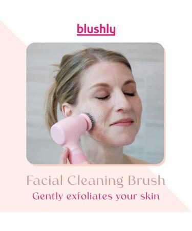 Blushly Facial Cleansing Brush - 360 Degree Exfoliating Facial Brush - Skin Care Routine Essential for Deep Cleaning - Pink - Buy Online on SooperMarket.com